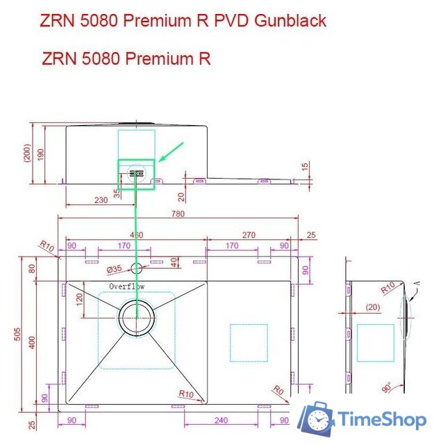 Кухонная мойка ZorG ZRN 5080 Premium R PVD Gunblack - Изображение №11 — Интернет-магазин Time-Shop