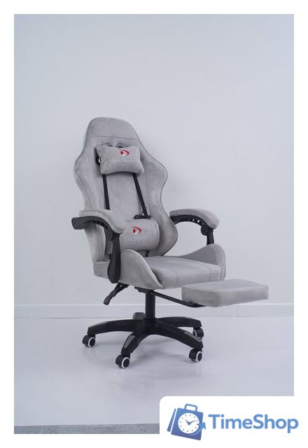 Игровое (геймерское) кресло Calviano 1584 (велюр, серый) - Изображение №2 — Интернет-магазин Time-Shop