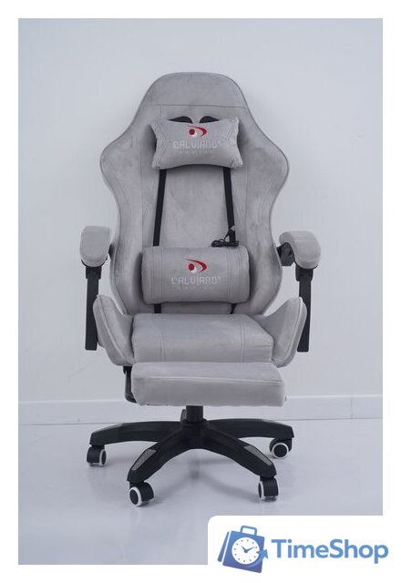 Игровое (геймерское) кресло Calviano 1584 (велюр, серый) - Изображение №4 — Интернет-магазин Time-Shop