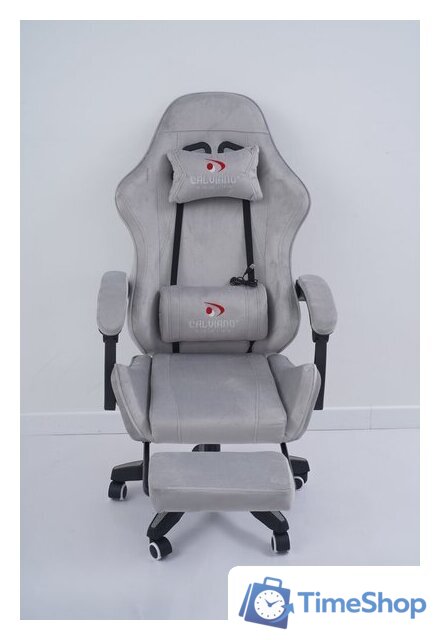 Игровое (геймерское) кресло Calviano 1584 (велюр, серый) - Изображение №3 — Интернет-магазин Time-Shop