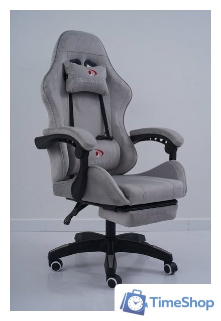 Игровое (геймерское) кресло Calviano 1584 (велюр, серый) - Изображение №18 — Интернет-магазин Time-Shop