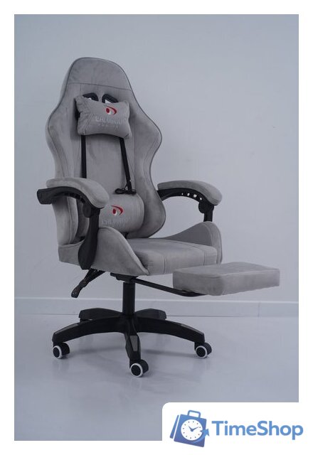 Игровое (геймерское) кресло Calviano 1584 (велюр, серый) - Изображение №19 — Интернет-магазин Time-Shop