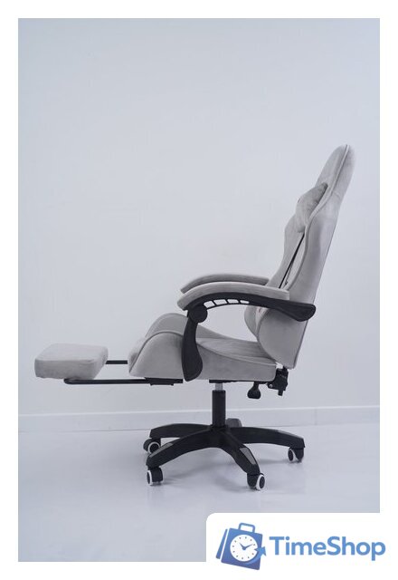 Игровое (геймерское) кресло Calviano 1584 (велюр, серый) - Изображение №6 — Интернет-магазин Time-Shop