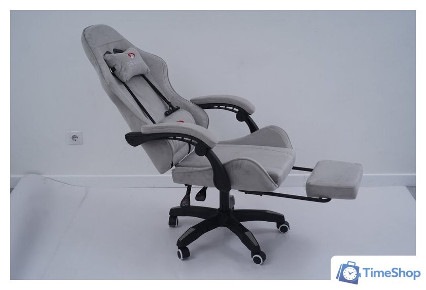 Игровое (геймерское) кресло Calviano 1584 (велюр, серый) - Изображение №13 — Интернет-магазин Time-Shop