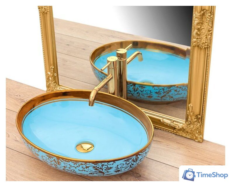 Умывальник Rea Margot (золотистый/синий) - Изображение №3 — Интернет-магазин Time-Shop