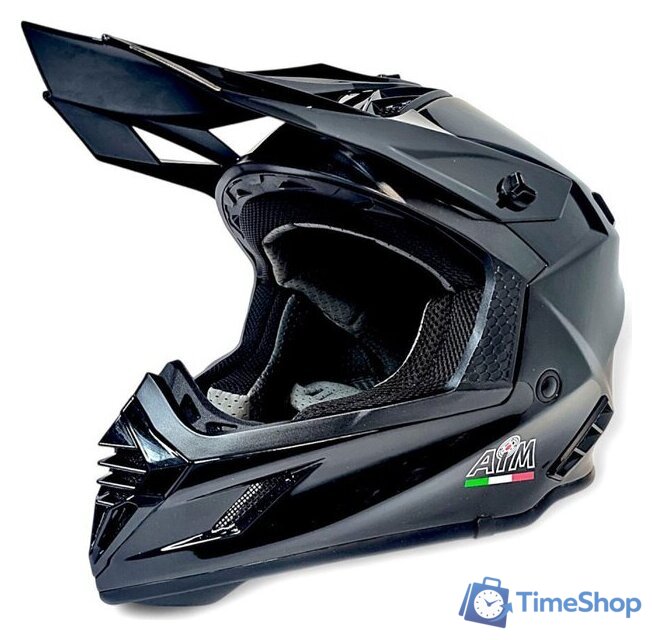 Мотошлем AIM RH855 Fiber Glass RH855-001-M (M, черный глянец) - Изображение №1 — Интернет-магазин Time-Shop