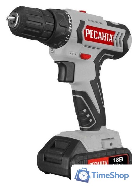 Дрель-шуруповерт Ресанта ДА-18-2ЛК (с 2-мя АКБ, кейс) - Изображение №1 — Интернет-магазин Time-Shop