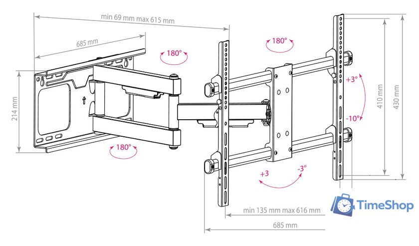 Кронштейн для телевизора Arm Media PARAMOUNT-60 - Изображение №3 — Интернет-магазин Time-Shop
