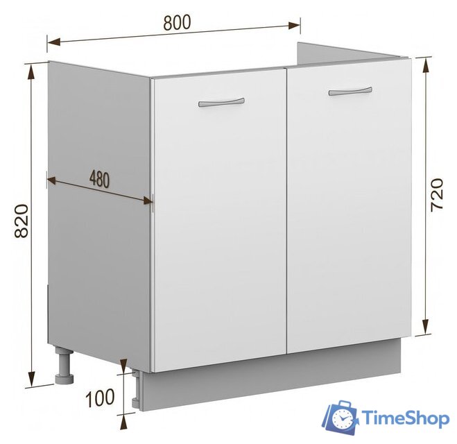 Шкаф напольный Кортекс-мебель Корнелия Лира НШ80м (ателье светлый) - Изображение №3 — Интернет-магазин Time-Shop