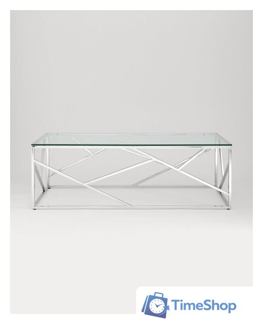 Журнальный столик Stool Group Арт Деко 120x60 ECT-015 (прозрачное стекло/сталь серебристый) - Изображение №4 — Интернет-магазин Time-Shop