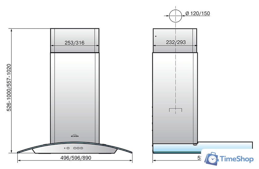 Кухонная вытяжка Elikor Аметист 50П-430-К3Д (черный) - Изображение №2 — Интернет-магазин Time-Shop
