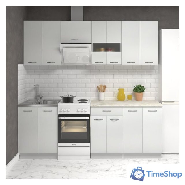 Готовая кухня Mio Tesoro Экстра-лайт 2.2 (белый/королевский опал) - Изображение №1 — Интернет-магазин Time-Shop