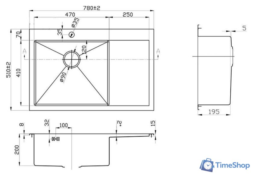 Кухонная мойка ZorG SZR-7851-L - Изображение №2 — Интернет-магазин Time-Shop