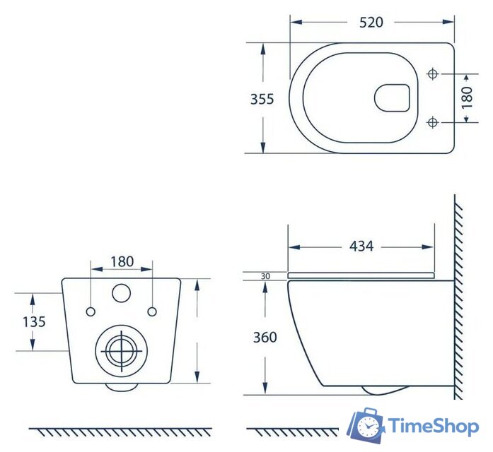 Унитаз подвесной Lauter Nuremberg 21811 + 21901002 (белый, с кнопкой смыва 219704J черный) - Изображение №37 — Интернет-магазин Time-Shop