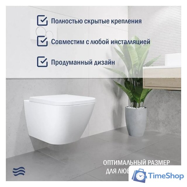 Унитаз подвесной Lauter Nuremberg 21811 + 21901002 (белый, с кнопкой смыва 219704J черный) - Изображение №4 — Интернет-магазин Time-Shop