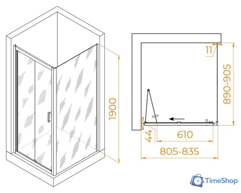 Душевой уголок RGW PA-142B (PA-21B + Z-050-5B) 060814289-14 - Изображение №8 — Интернет-магазин Time-Shop
