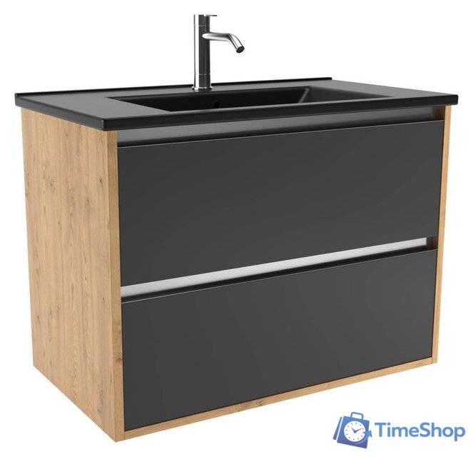  ЗОВ Тумба под умывальник Женева 80 (дуб/черный) - Изображение №4 — Интернет-магазин Time-Shop