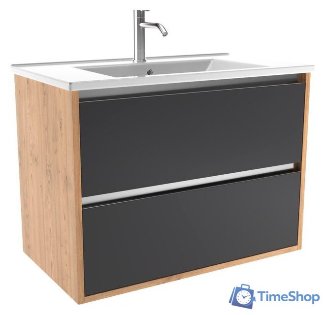  ЗОВ Тумба под умывальник Женева 80 (дуб/черный) - Изображение №1 — Интернет-магазин Time-Shop