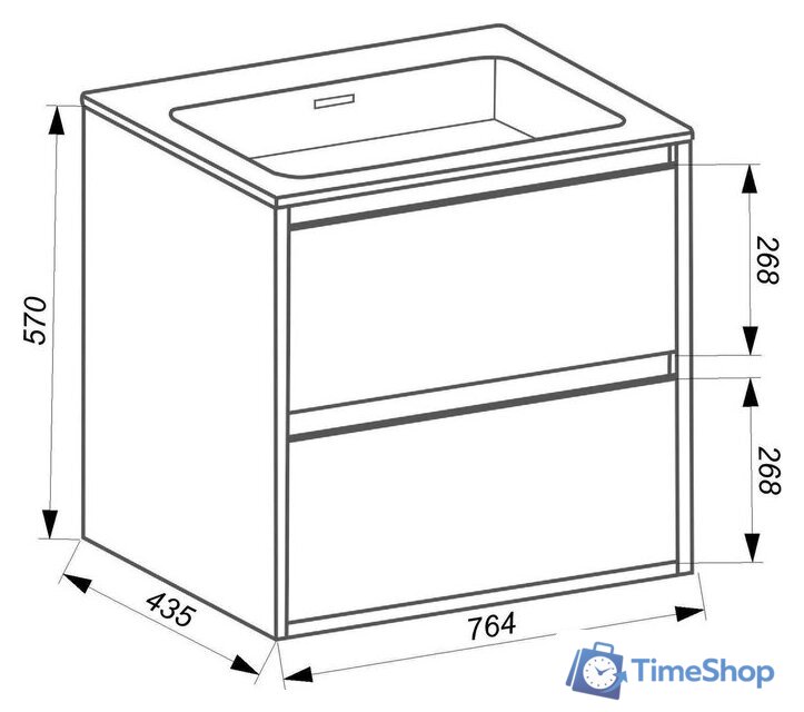  ЗОВ Тумба под умывальник Женева 80 (дуб/черный) - Изображение №2 — Интернет-магазин Time-Shop