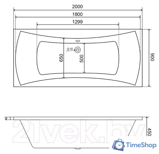 Ванна Lauter Belgravia 200x90 21110200 (с ножками) - Изображение №14 — Интернет-магазин Time-Shop