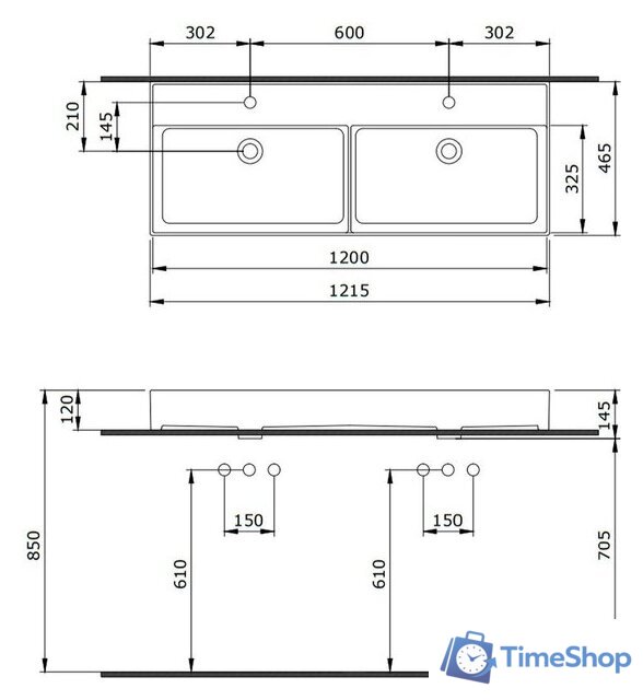 Умывальник Lauter Optima 120 (керамический) - Изображение №2 — Интернет-магазин Time-Shop