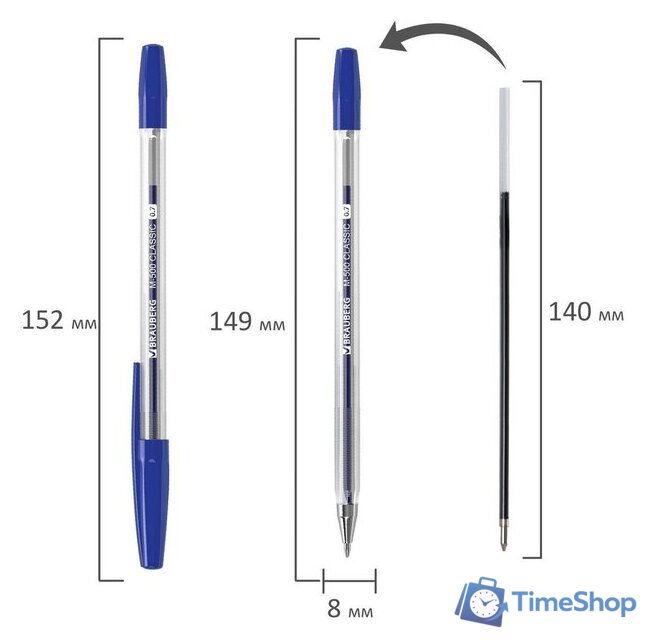 Набор шариковых ручек BRAUBERG M-500 143454 (10 шт.) - Изображение №8 — Интернет-магазин Time-Shop