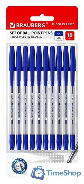 Набор шариковых ручек BRAUBERG M-500 143454 (10 шт.) - Изображение №1 — Интернет-магазин Time-Shop