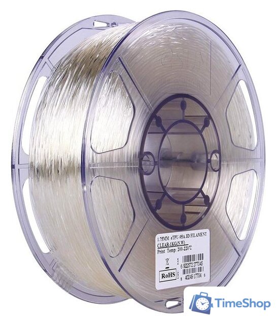 Пластик eSUN eTPU-95A 1.75 мм 1000 г (прозрачный) - Изображение №1 — Интернет-магазин Time-Shop