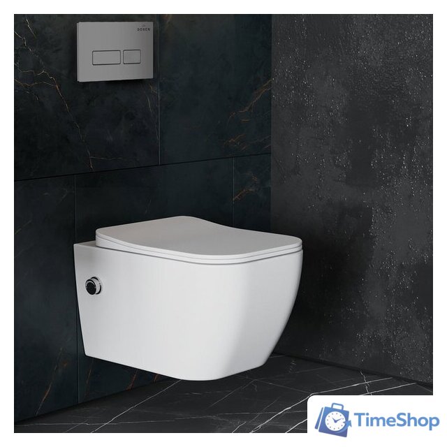 Унитаз подвесной Roxen Cube Bidet One Rimless 6 в 1 StounFix Dual Fresh 608961 (кнопка: матовая) - Изображение №10 — Интернет-магазин Time-Shop