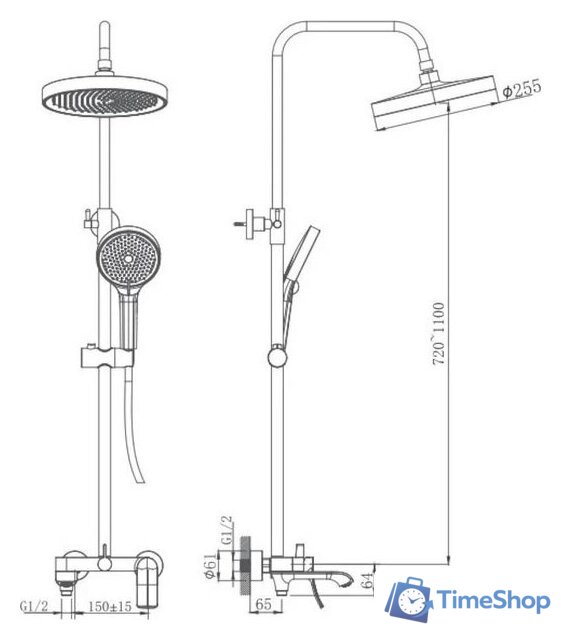 Душевая система  Haiba HB24553-5 - Изображение №2 — Интернет-магазин Time-Shop