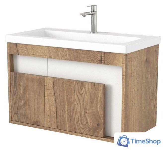  Дабер Тумба под умывальник 016 Тобага/Эридан 80 Т16.8Т.0.21 (дуб галифакс/белый) - Изображение №1 — Интернет-магазин Time-Shop