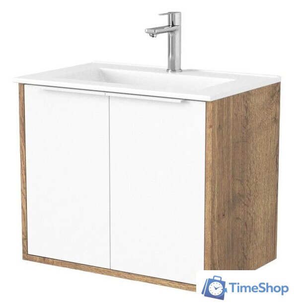  Дабер Тумба под умывальник 018 60 Т18.6.0.21Б (дуб галифакс/белый/ручка белая) - Изображение №1 — Интернет-магазин Time-Shop