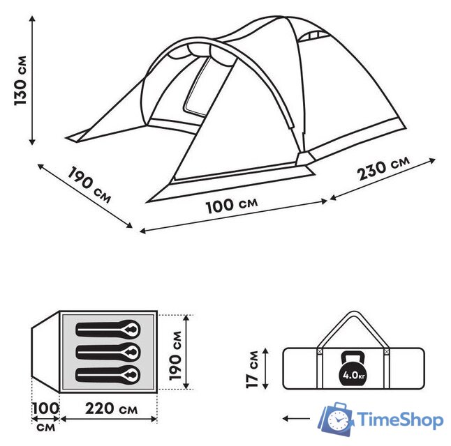 Треккинговая палатка RSP Outdoors Krewl 3 T-KRE-3-OLGN - Изображение №17 — Интернет-магазин Time-Shop