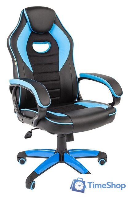 Игровое (геймерское) кресло CHAIRMAN Game 16 (черный/голубой) - Изображение №1 — Интернет-магазин Time-Shop