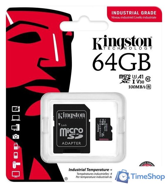 Карта памяти Kingston Industrial microSDXC SDCIT2/64GB 64GB (с адаптером) - Изображение №3 — Интернет-магазин Time-Shop