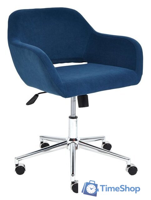 Офисное кресло TetChair Modena (флок, хром/синий) - Изображение №1 — Интернет-магазин Time-Shop