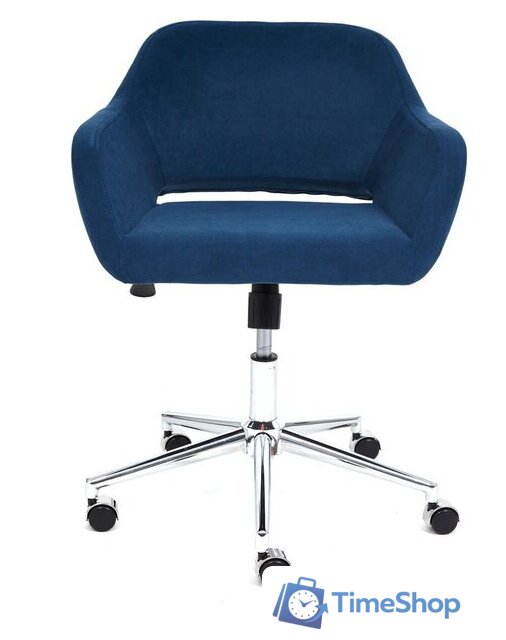 Офисное кресло TetChair Modena (флок, хром/синий) - Изображение №5 — Интернет-магазин Time-Shop