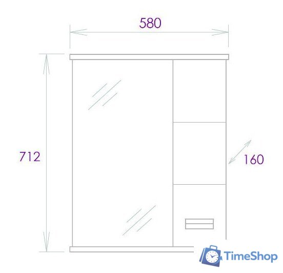  Onika Шкаф с зеркалом Балтика 58.01 205846 - Изображение №2 — Интернет-магазин Time-Shop