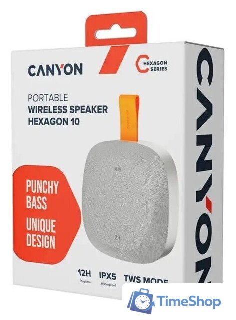 Беспроводная колонка Canyon Hexagon 10 (серый/оранжевый) - Изображение №7 — Интернет-магазин Time-Shop