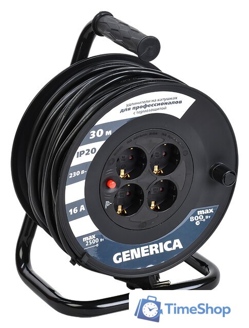 Удлинитель на катушке Generica УК30 WKP20-16-04-30-G (30 м, черный) - Изображение №1 — Интернет-магазин Time-Shop