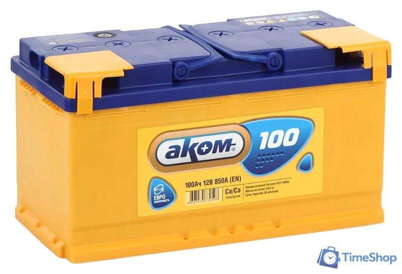 Автомобильный аккумулятор AKOM 6СТ-100VL (100 А·ч) - Изображение №1 — Интернет-магазин Time-Shop