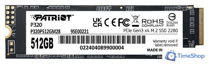 SSD Patriot P320 512GB P320P512GM28 - Изображение №1 — Интернет-магазин Time-Shop