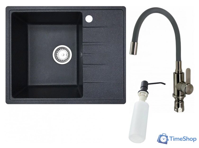 Кухонная мойка БелЭворс Mila L + смеситель W74004-2 + дозатор L405F (черный) - Изображение №1 — Интернет-магазин Time-Shop