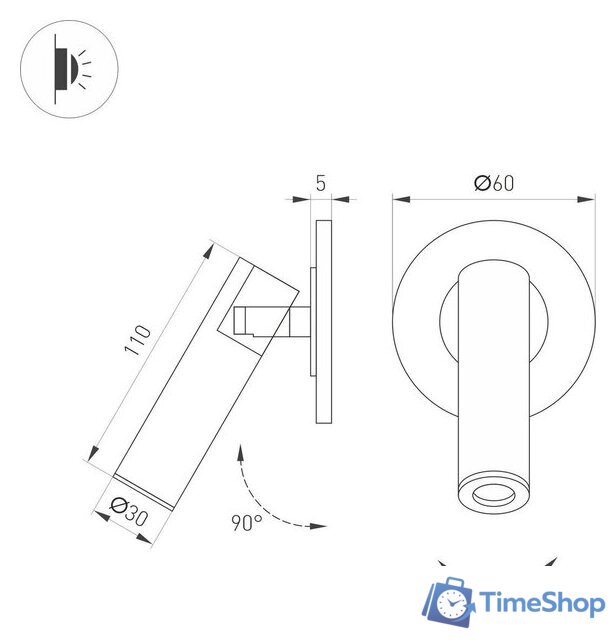 Спот Arlight SP-READER-NB-R60-3W Warm3000 BR 20deg 053093 - Изображение №3 — Интернет-магазин Time-Shop