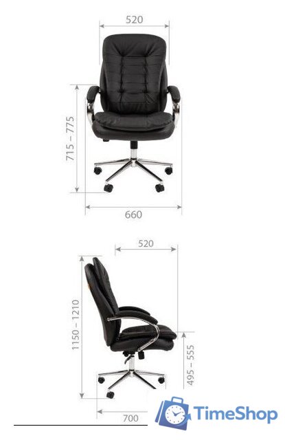 Офисное кресло CHAIRMAN 795 N (кожа, черный) - Изображение №5 — Интернет-магазин Time-Shop