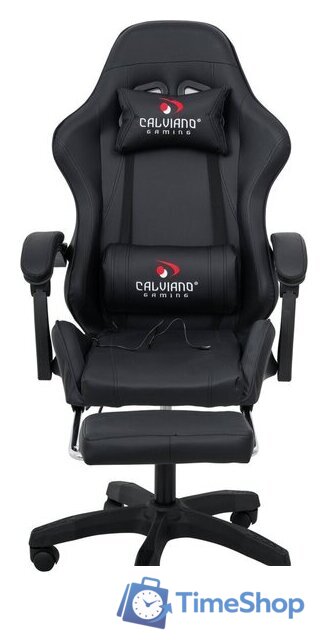 Игровое (геймерское) кресло Calviano 1590 (PU, черный) - Изображение №4 — Интернет-магазин Time-Shop