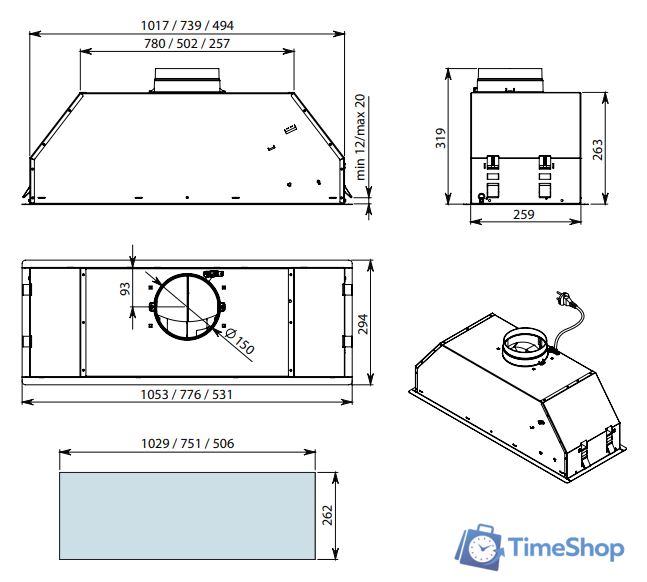 Кухонная вытяжка Falmec Gruppo Incasso Murano 70 (белый) - Изображение №7 — Интернет-магазин Time-Shop