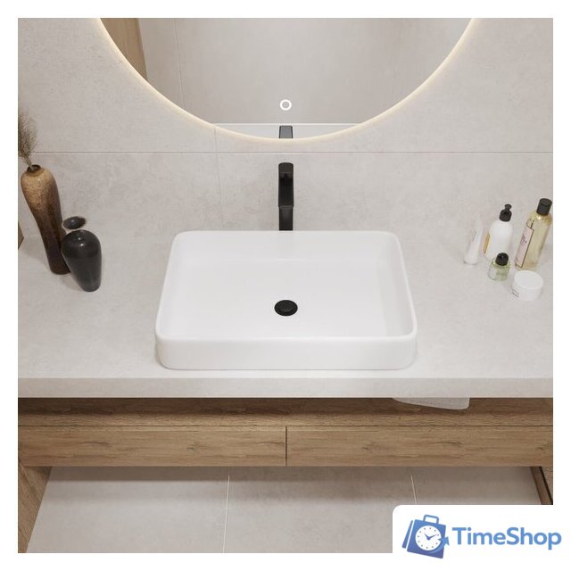 Умывальник Lauter 21842 + клапан 21190W + сифон 21635W (белый матовый) - Изображение №5 — Интернет-магазин Time-Shop