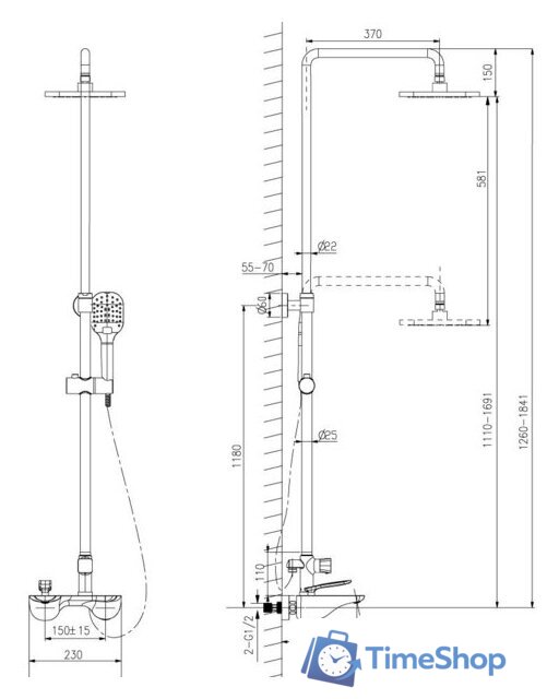 Душевая система  Lemark LM6862C - Изображение №2 — Интернет-магазин Time-Shop