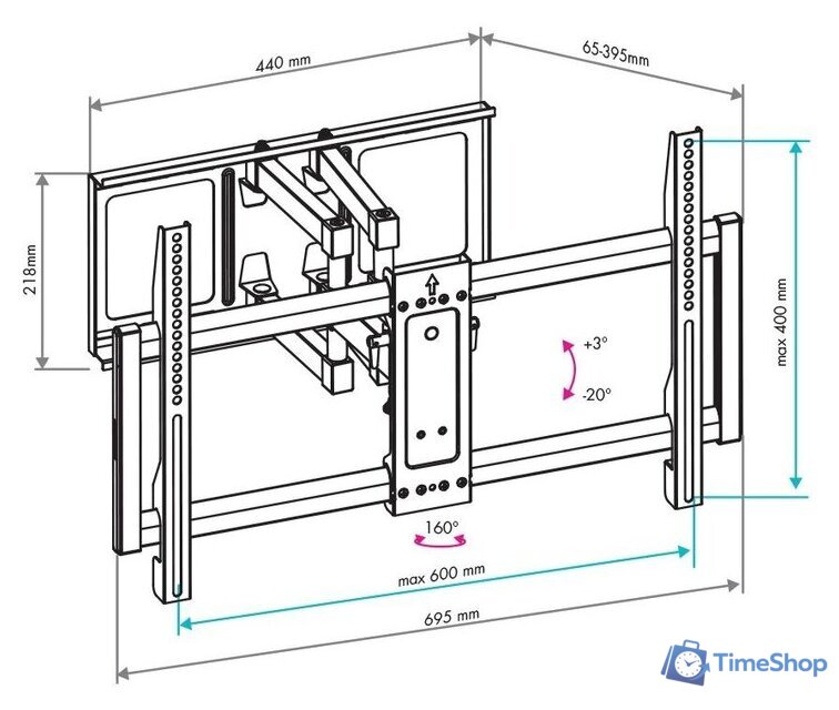 Кронштейн для телевизора VLK TRENTO-20 (черный) - Изображение №2 — Интернет-магазин Time-Shop